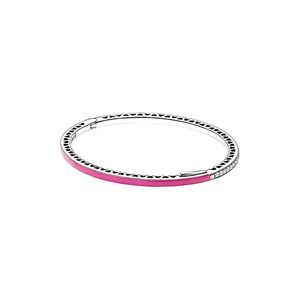 Pandora Silver Cz & Hot Pink Enamel Radiant Hearts Bangle